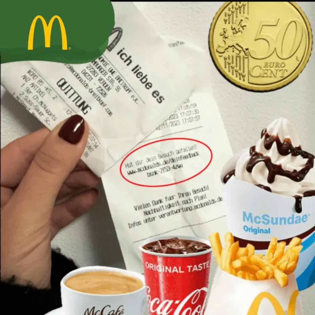 McDonalds Feedback auf www.McDonalds/deinfeedback.com Gratis Kaffee oder Cola 11 Mcdonalds feedback, feedback mcdonalds, mc donalds feedback www.McDonaldsdeinfeedback.com Kaffee oder Cola n McSundae Pommes für nur 50 Cen rds